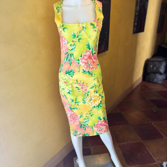 D&G Dolce & Gabbana Yellow Floral Party Dress – IT 40 / US 4 – Made in Italy - Picture 1 of 12